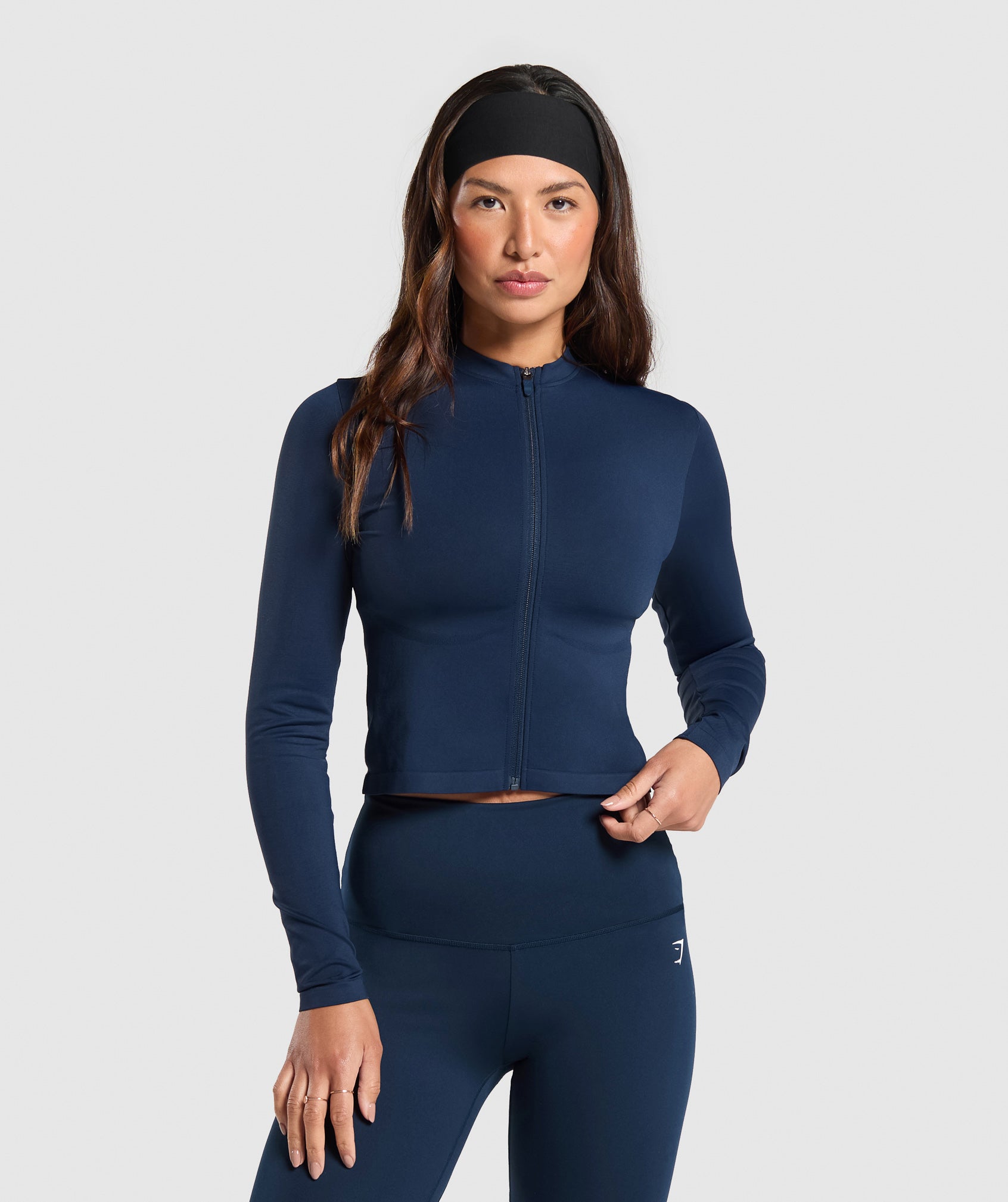 Chaqueta deportiva con cremallera y sin costuras para uso diario