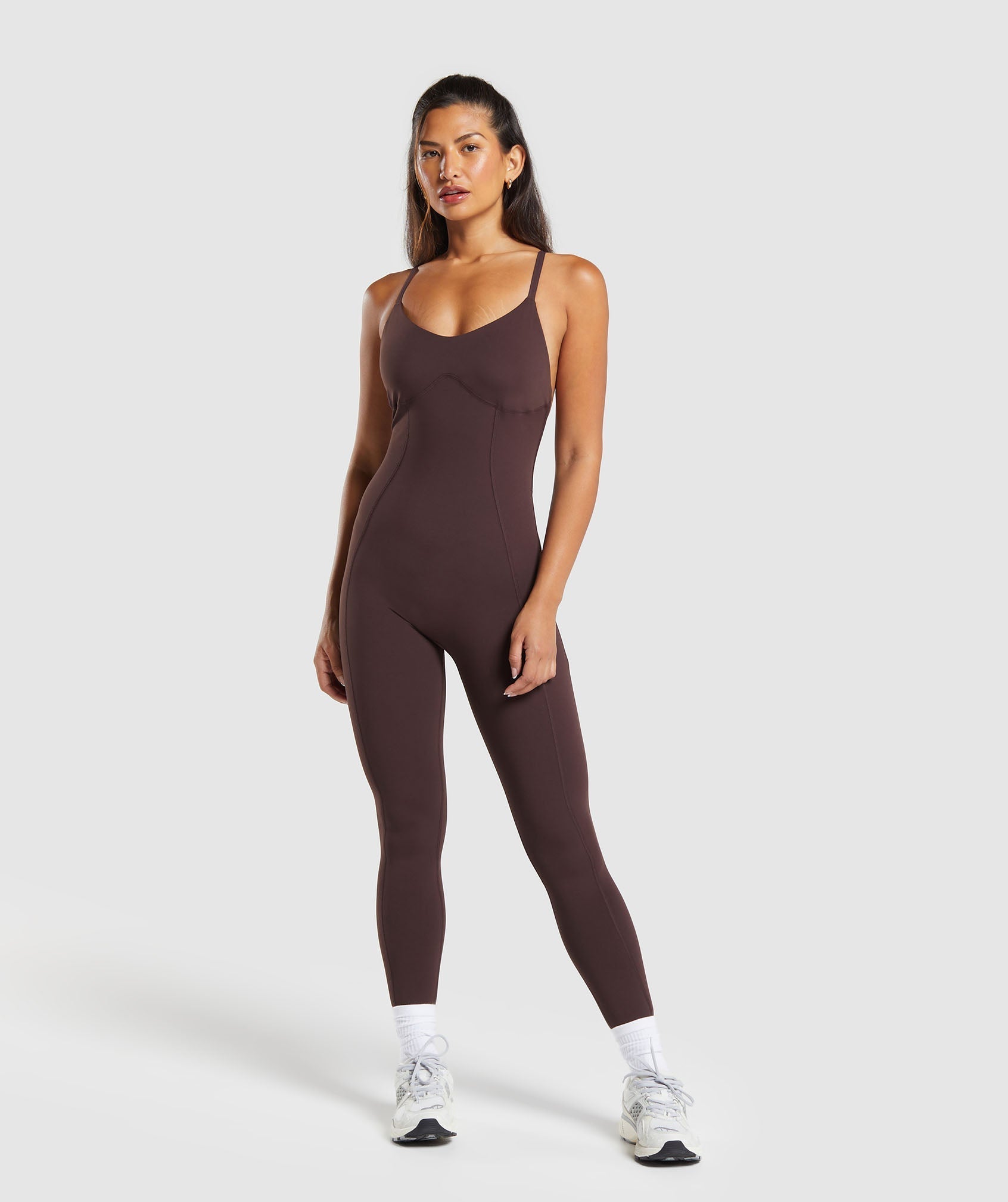 Traje de baño todo en uno con tiras y largo completo