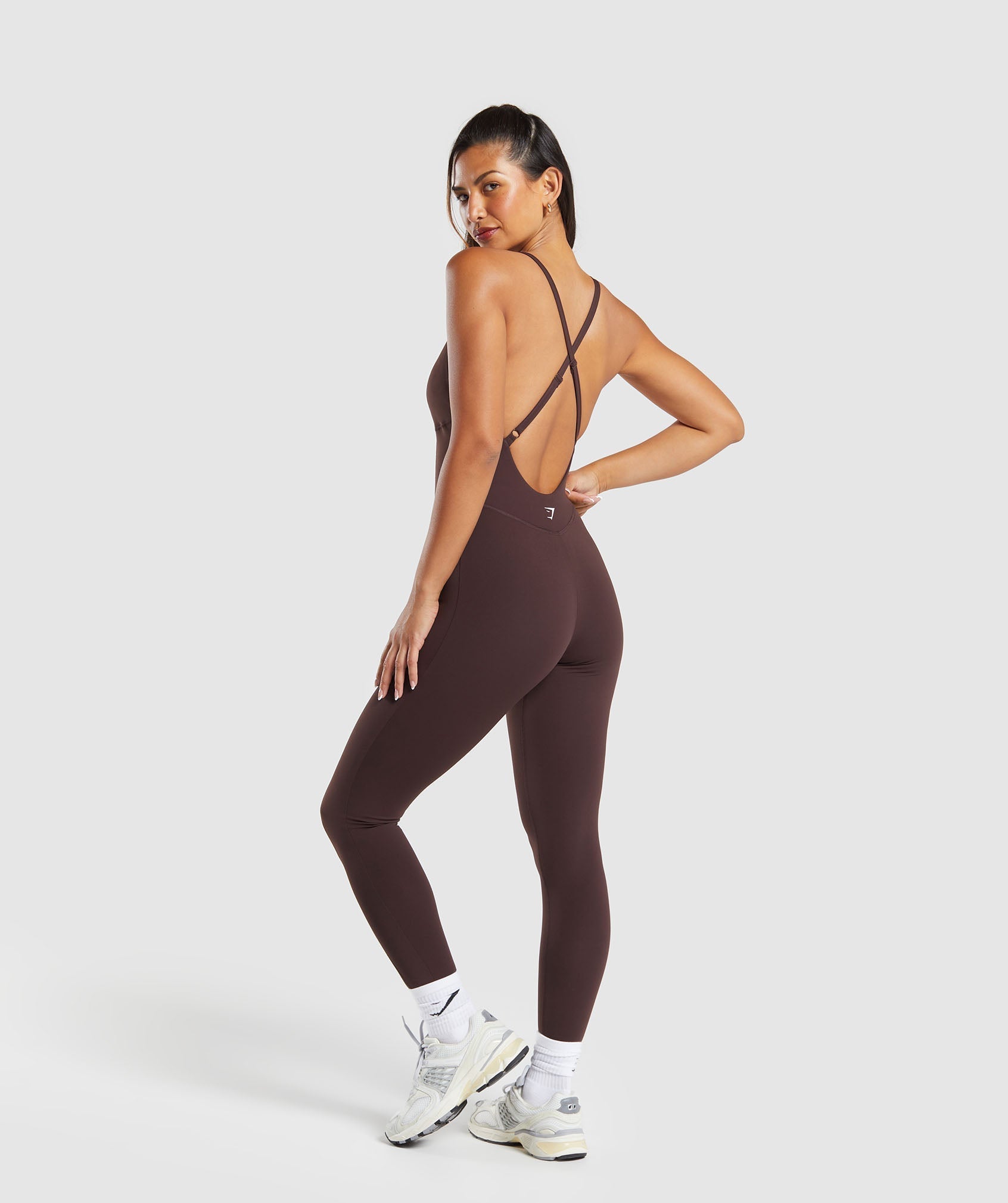 Traje de baño todo en uno con tiras y largo completo
